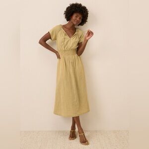 Pact Double Cotton Gauze Dress - Gold Gingham